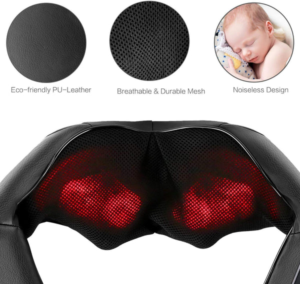 Naipo Shiatsu Back and Neck Massager with Heat Deep Kneading Massage for Neck, Back, Shoulder, Foot and Legs, Use at Home, Car, Office