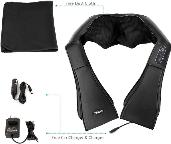 Naipo Shiatsu Back and Neck Massager with Heat Deep Kneading Massage for Neck, Back, Shoulder, Foot and Legs, Use at Home, Car, Office