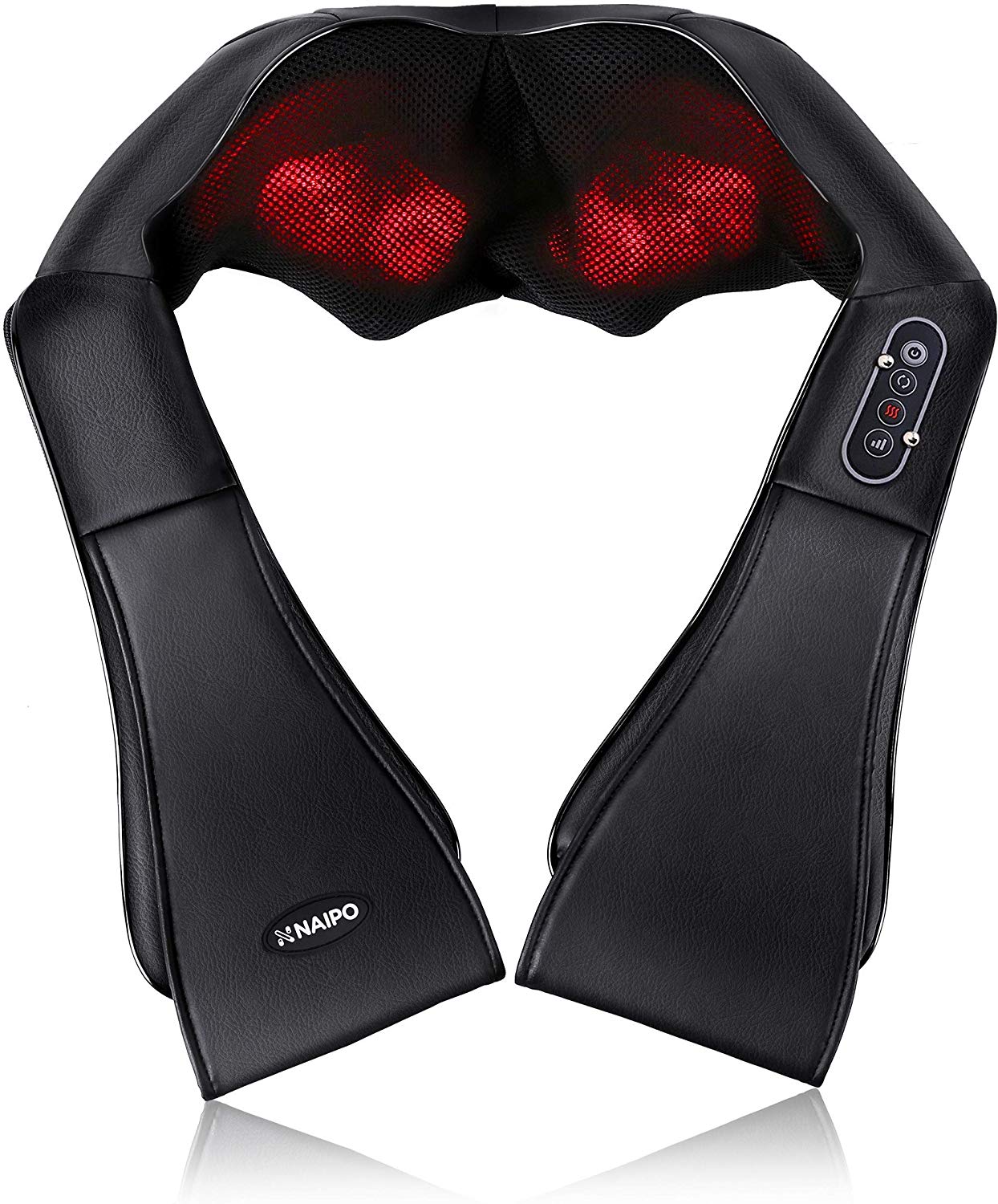 Naipo Shiatsu Back and Neck Massager with Heat Deep Kneading Massage for Neck, Back, Shoulder, Foot and Legs, Use at Home, Car, Office