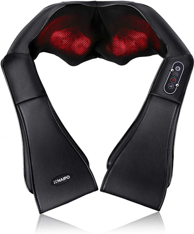 Naipo Shiatsu Back and Neck Massager with Heat Deep Kneading Massage for Neck, Back, Shoulder, Foot and Legs, Use at Home, Car, Office