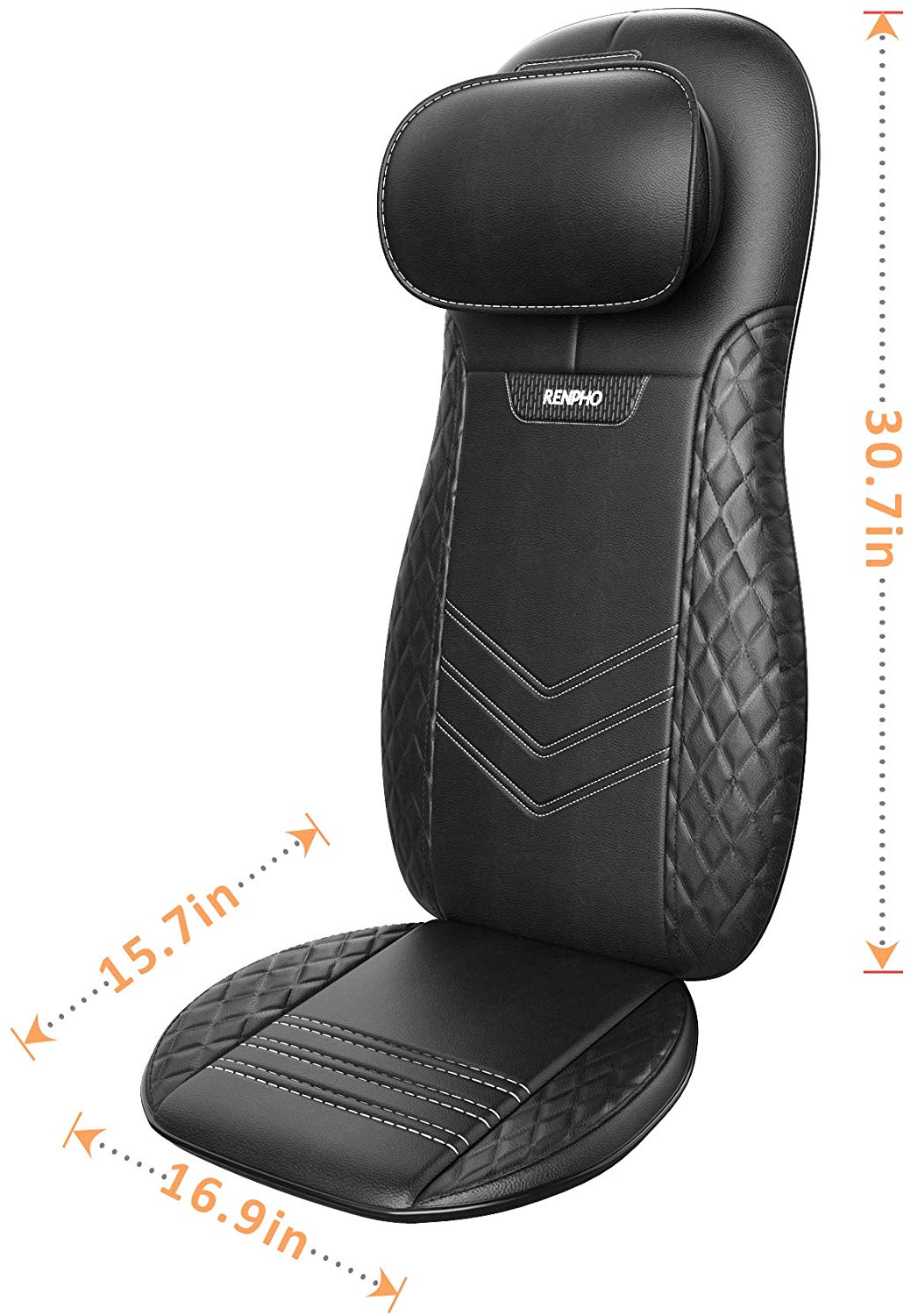 RENPHO Back & Neck Massager, Shiatsu Chair Massager Office Massage Seat Cushion with Heat, Vibration, Deep Kneading, Electric Massage Pad with Adjustable Pillow, Relieve Pain on Neck, Back, Shoulders