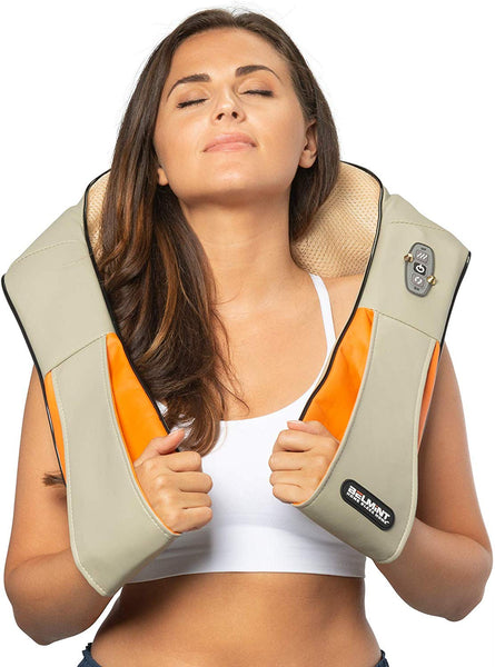 Shiatsu Neck and Shoulder Massager with Heat - Deep Kneading Massage Relieving Pain, Muscle Sores, Stiffness, and Stress - Electric Massage Pillow for Neck, Back, Shoulder, Legs, Foot (Beige)
