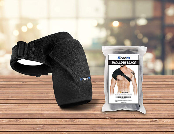 Shoulder Support Brace & Rotator Cuff for Men & Women by BRANFIT, Neoprene Shoulder Compression Sleeve with Pressure Pad is Ideal for Dislocated AC Joint, Labrum Tear & Frozen Shoulder Pain Relief