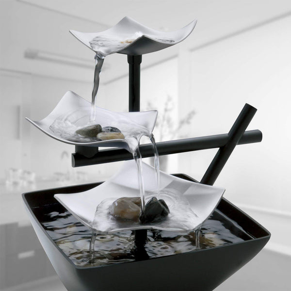 Silver Springs Indoor Relaxation Fountain Illuminated Waterfall, Natural Stones, Soothing Sounds, Tabletop Zen Fountain On/Off Switch, Automatic Pump EnviraScape HoMedics