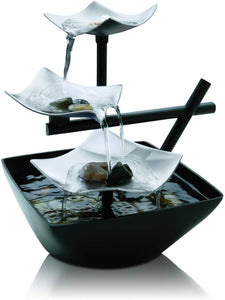 Silver Springs Indoor Relaxation Fountain Illuminated Waterfall, Natural Stones, Soothing Sounds, Tabletop Zen Fountain On/Off Switch, Automatic Pump EnviraScape HoMedics