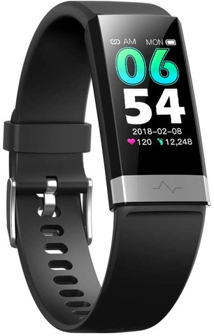 V19 HR ECG + PPG Dual Heart Rate Monitor Fitness Activity Tracker Health Smart Watch with HRV SpO2 Blood Oxygen & Pressure Sleep Monitor IP68 Waterproof HD IPS Color Screen Long Battery Life (Black)