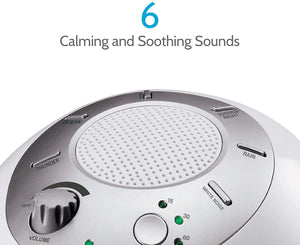 White Noise Sound Machine | Portable Sleep Therapy for Home , Office , Baby & Travel | 6 Relaxing & Soothing Nature Sounds , Battery or Adapter Charging Options , Auto-Off Timer | HoMedics Sound Spa